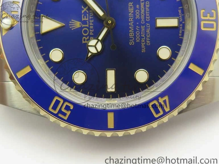 MiroTime 0410 Affordable Submariner 116613 LB Noob 1:1 Best Edition YG Wrapped Bezel Blue Dial on SS YG Bracelet A2836 V 3413